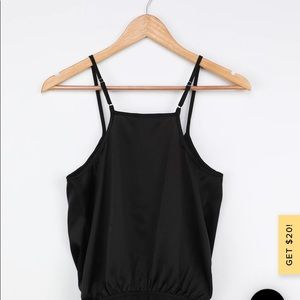 Nights Out Black Satin Surplice Bodysuit